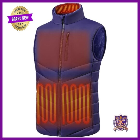 Men's Heated Vest USB-C Rechargeable Battery Lightweight Waterproof